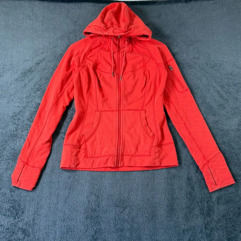 Athleta Hoodie XS Orange Full Zip Thumbhole Jacket Yoga Running Athletic Active - Picture 2 of 13